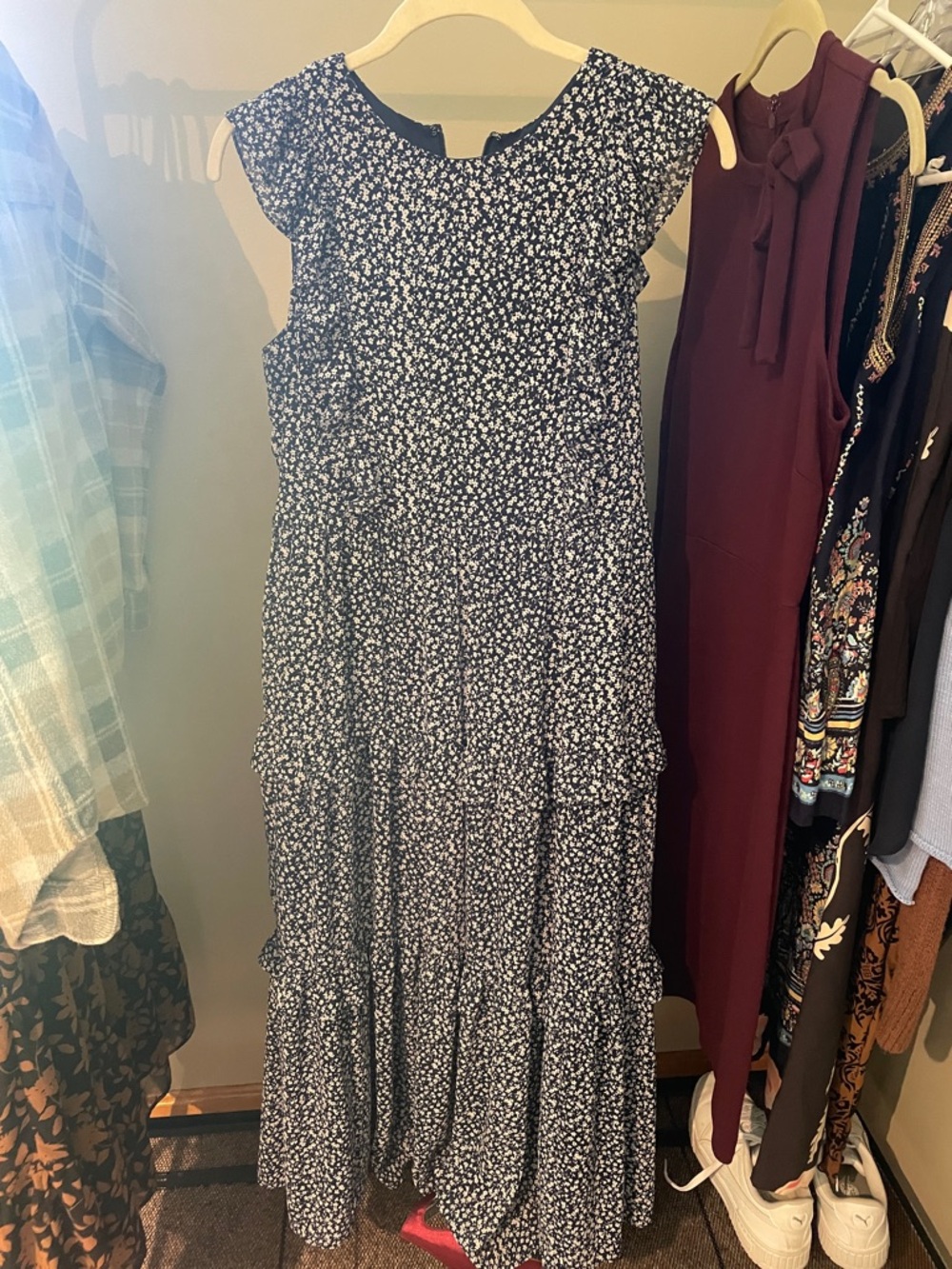 Navy Floral Tiered Maxi Dress - Classic Women's Summer Dress